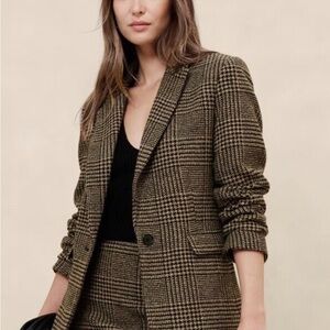 WOOL-BLEND PLAID BLAZER - Banana Republic